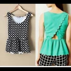 NWT Anthropologie Clovelly scalloped peplum top size M petite